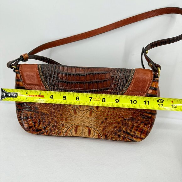 Brahmin Women's Daria Toasted Almond Croc-Embossed Leather Shoulder Bag 12x5x3 - Picture 7 of 12